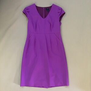 J.Crew Stretch Purple Wool Blend Dress 4P Petite Sleeveless Career Work Party‎